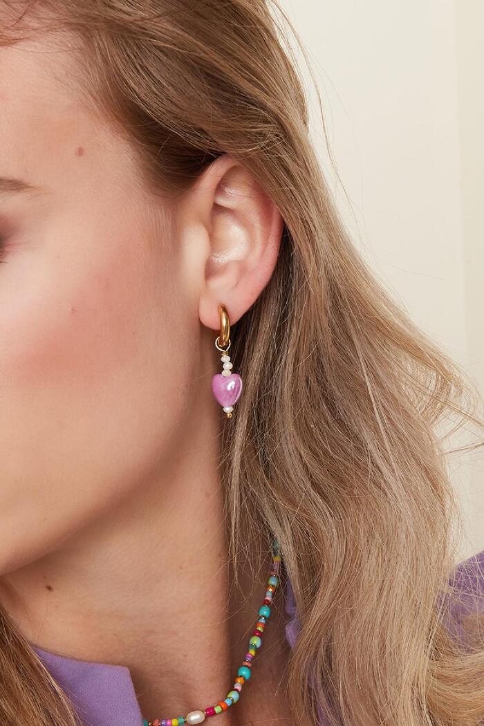 Boucles d'oreilles cœur coloré - collection #summergirls Violet Ceramics Image3